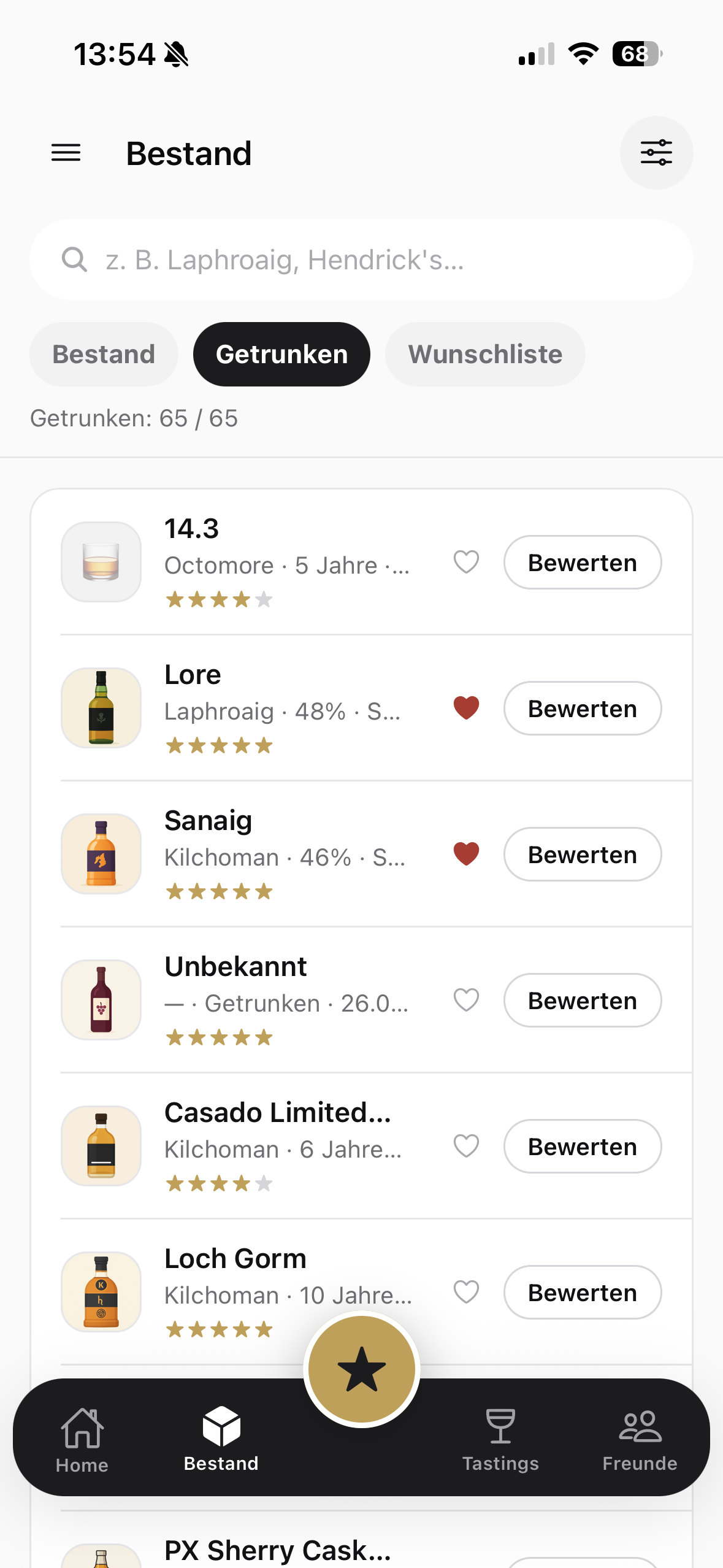 TastingRoom App – Inventaire avec 65 whiskies notés